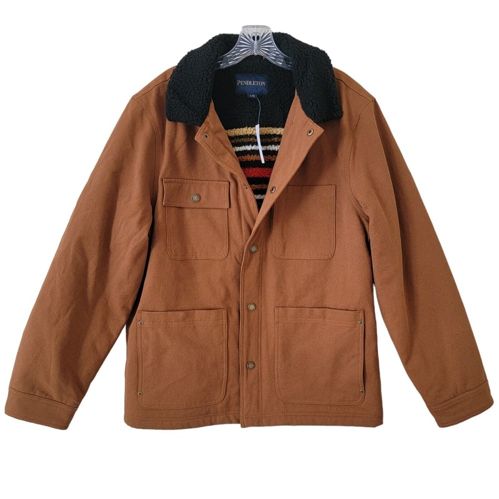 Pendleton Whiskey Brown Canvas Sherpa Lined Jacket‎ Medium Western Workwear